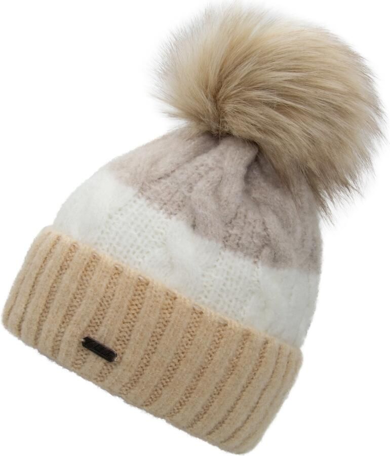 Chillouts Pomponmuts Tilda Hat in flexibele pasvorm ca. 53-62 cm afneembare kunstbont pompon