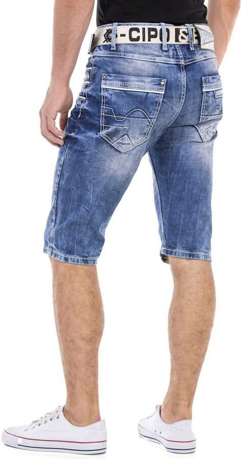 Cipo & Baxx Bermuda in denim en met markante zakken - Foto 14