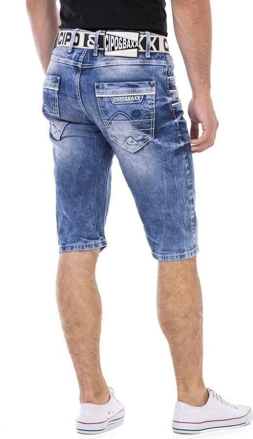 Cipo & Baxx Bermuda in denim en met markante zakken - Foto 12