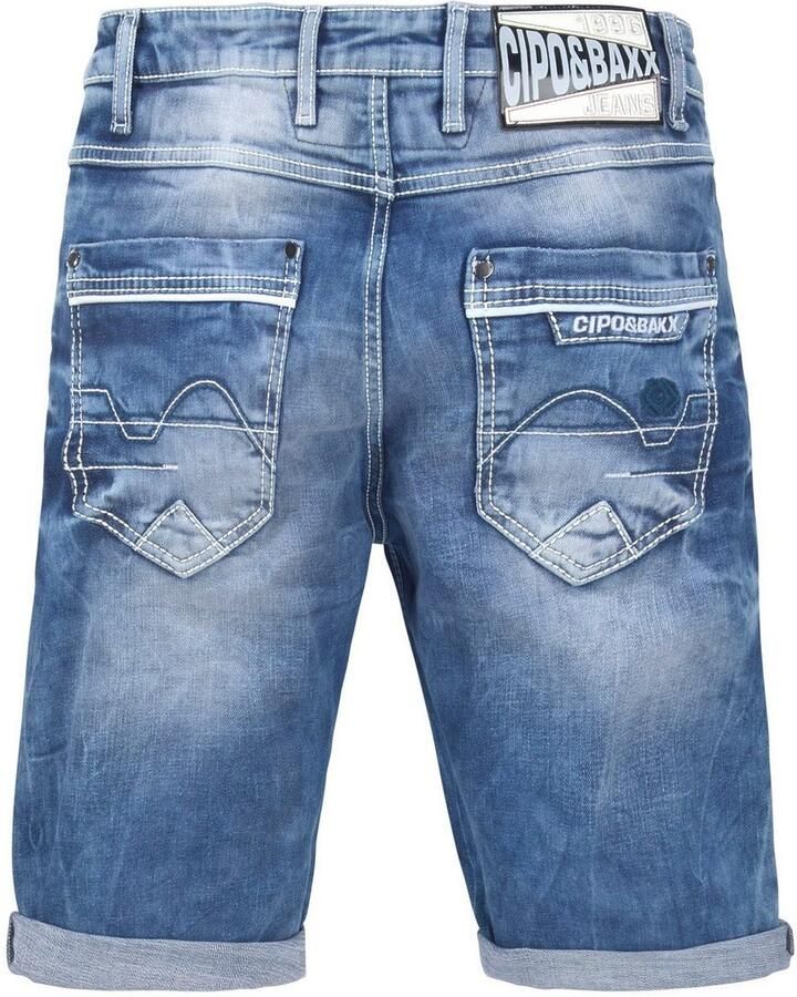 Cipo & Baxx Bermuda in denim en met markante zakken - Foto 2