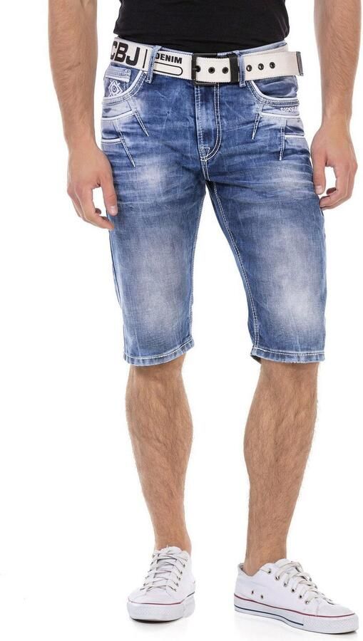 Cipo & Baxx Bermuda in denim en met markante zakken - Foto 13