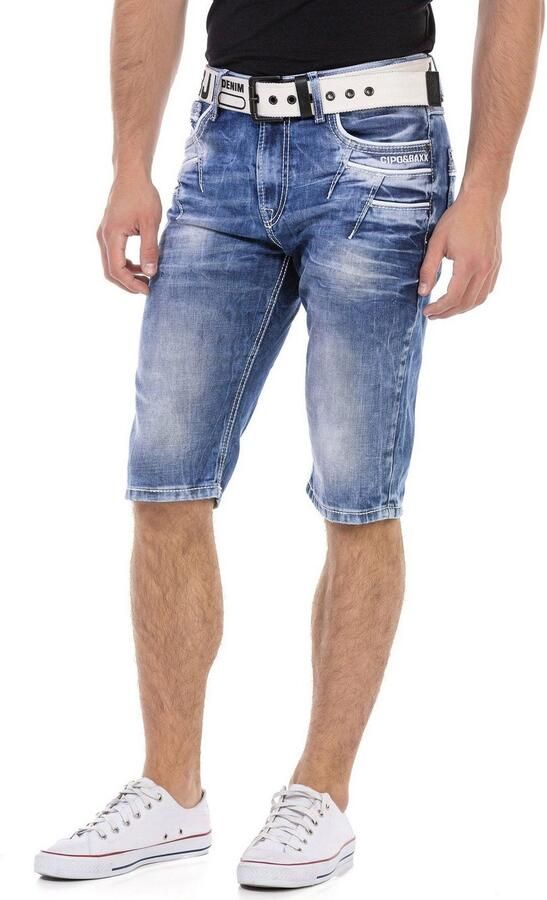 Cipo & Baxx Bermuda in denim en met markante zakken - Foto 11