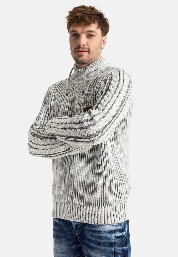 Cipo & Baxx Gebreide trui met markante breitechniek - Foto 3