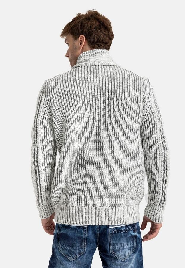 Cipo & Baxx Gebreide trui met markante breitechniek - Foto 5