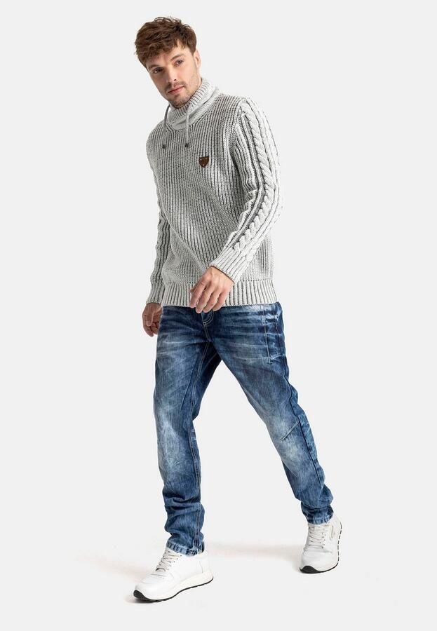 Cipo & Baxx Gebreide trui met markante breitechniek - Foto 6