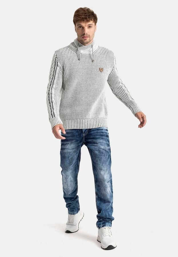 Cipo & Baxx Gebreide trui met markante breitechniek - Foto 7