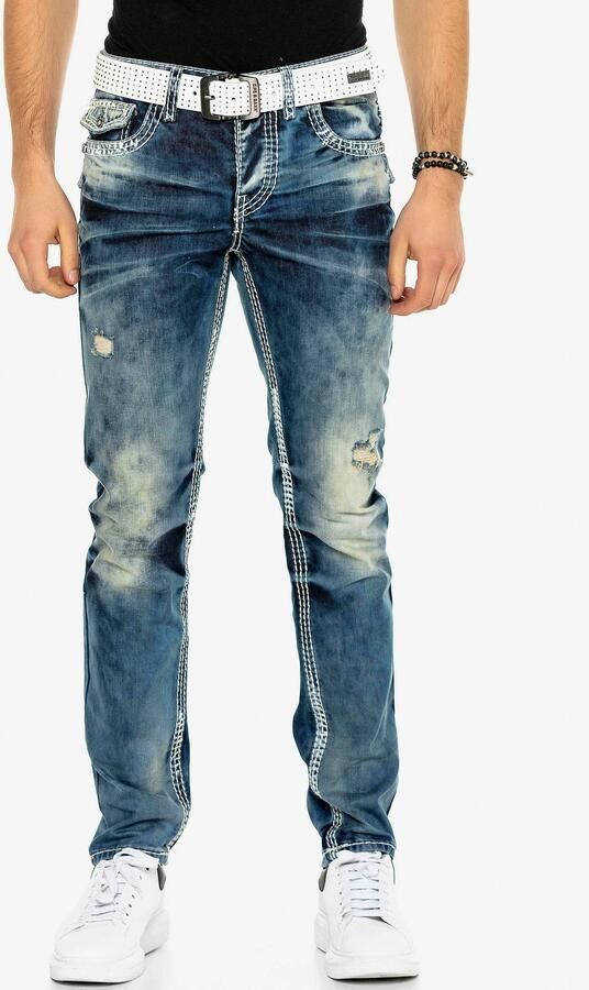 Cipo & Baxx Straight jeans met destroyed effect en veel details - Foto 9