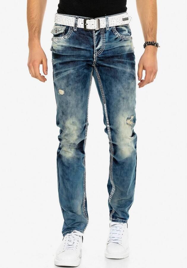 Cipo & Baxx Straight jeans met destroyed effect en veel details - Foto 2