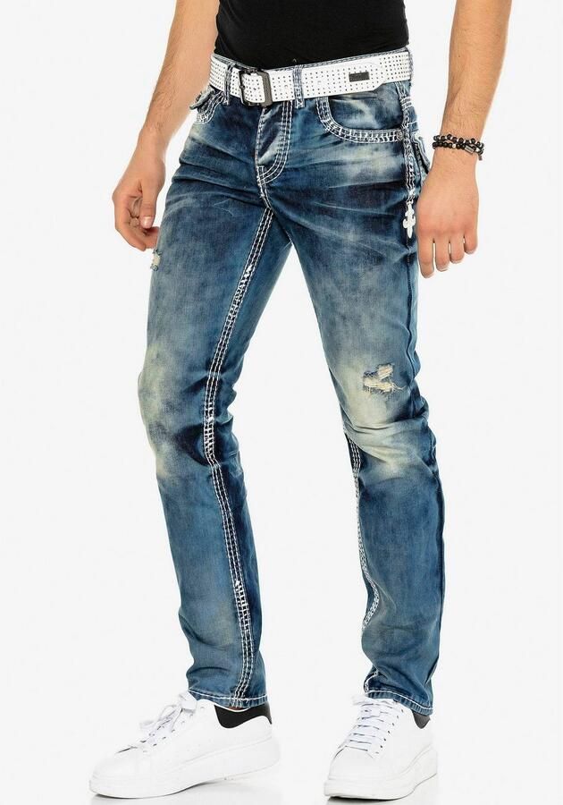Cipo & Baxx Straight jeans met destroyed effect en veel details - Foto 3