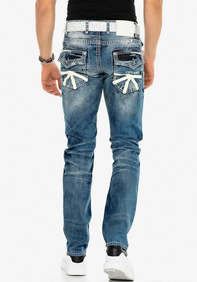 Cipo & Baxx Straight jeans met destroyed effect en veel details - Foto 4
