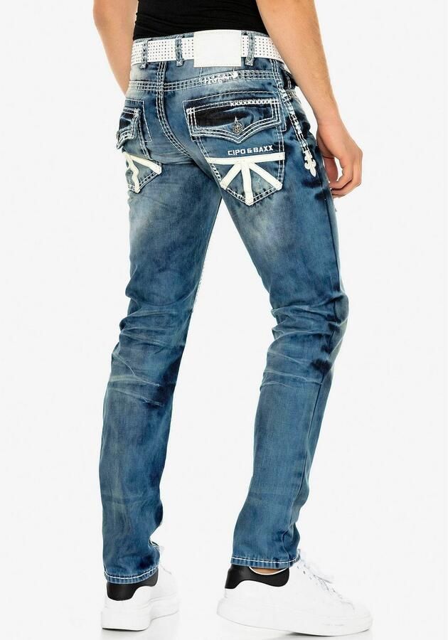 Cipo & Baxx Straight jeans met destroyed effect en veel details - Foto 5