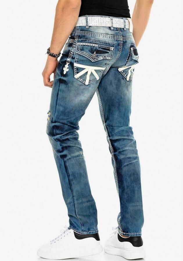 Cipo & Baxx Straight jeans met destroyed effect en veel details - Foto 6