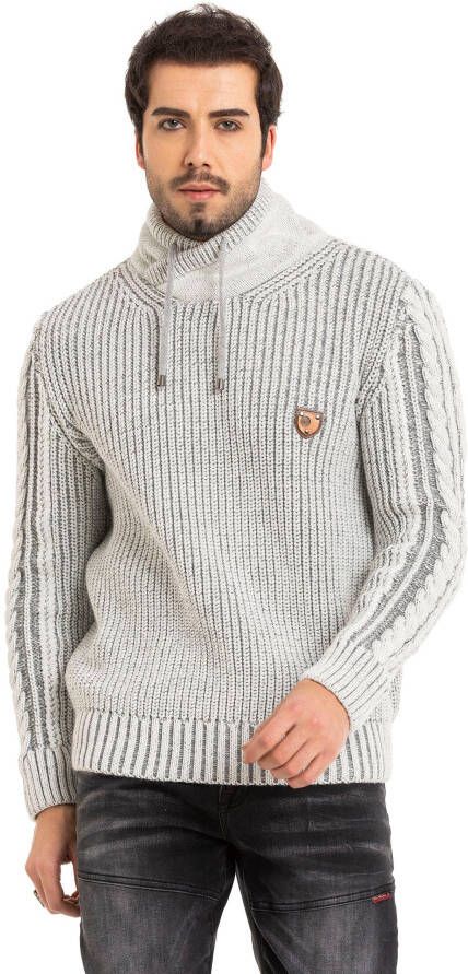 Cipo & Baxx Gebreide trui met markante breitechniek - Foto 10