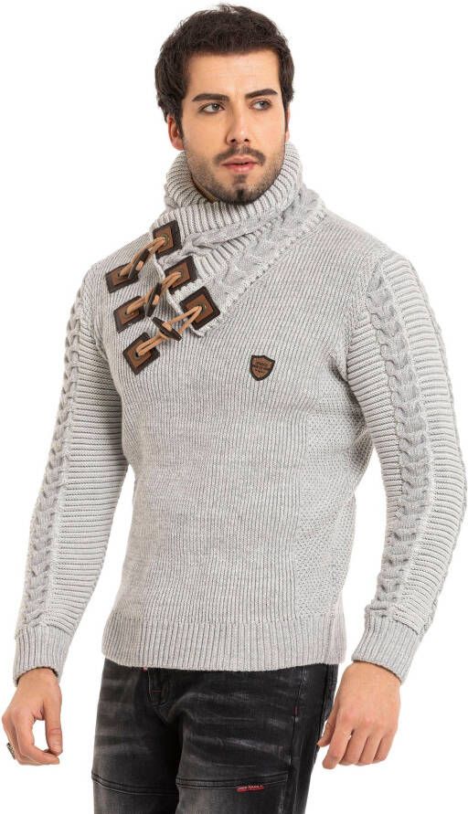 Cipo & Baxx Gebreide trui met markante kraag