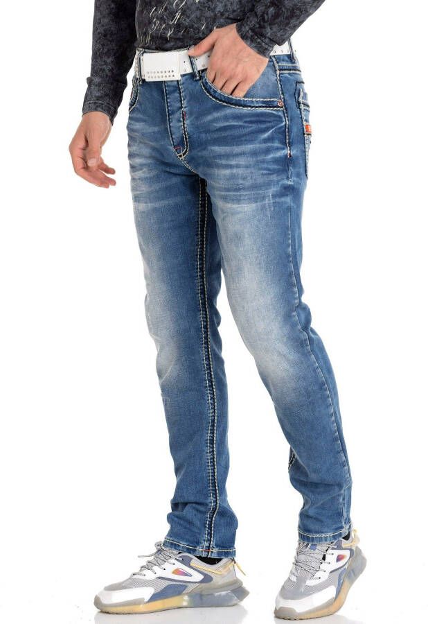 Cipo & Baxx Slim fit jeans met markante contrastnaden