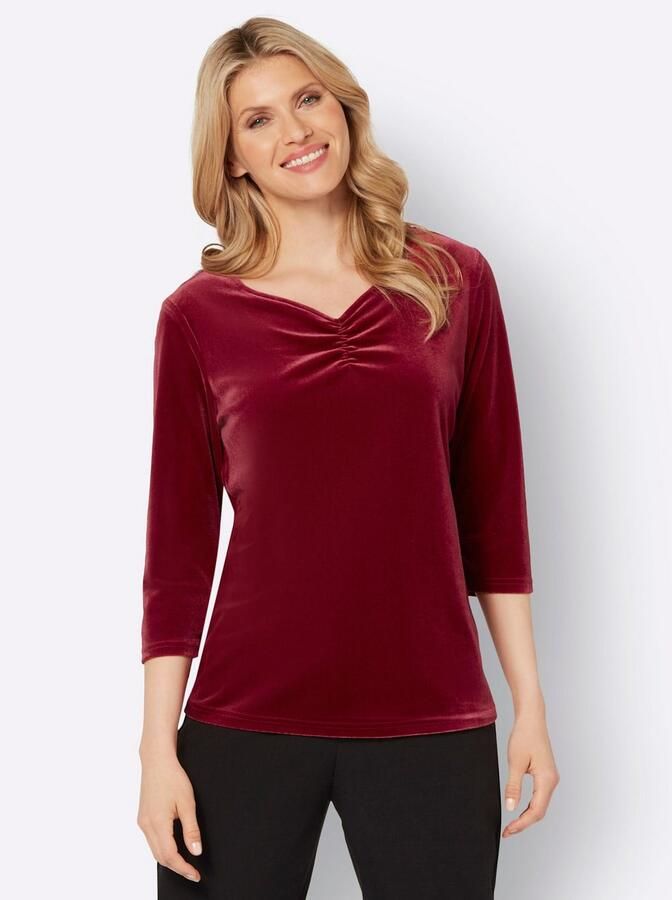 Classic Basics Shirt met 3 4 mouwen Fluwelen shirt (1-delig)