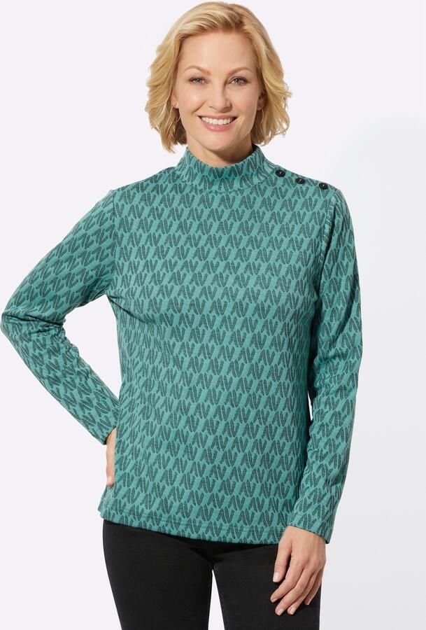 Classic Basics Shirt met staande kraag Jacquard-Shirt (1-delig)