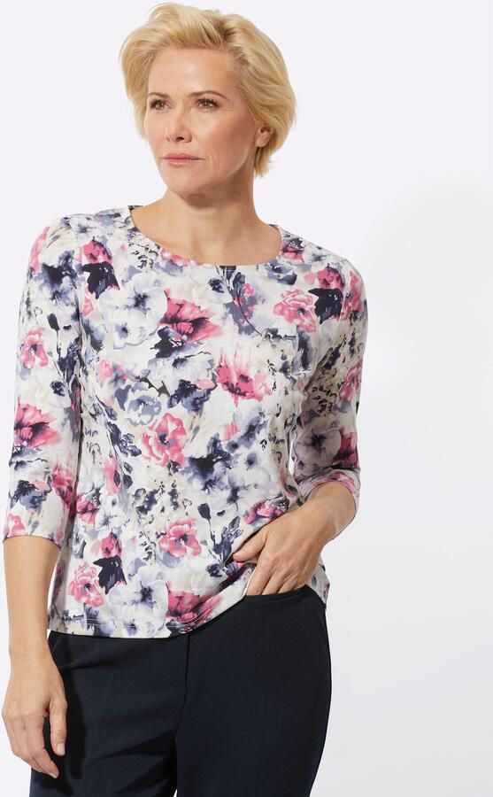 Classic Shirt met 3 4 mouwen Shirt met ronde hals (1-delig)