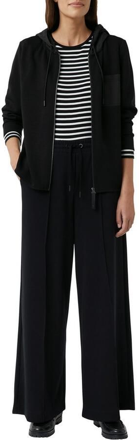 Comma casual identity Joggingbroek effen elastische casual met koord wijde pijp