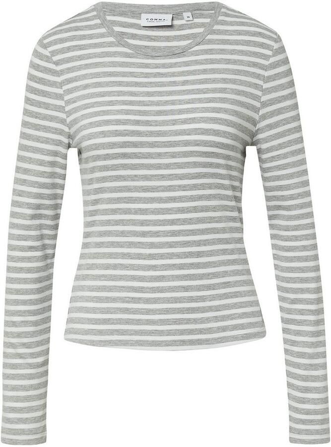 Comma casual identity Shirt met lange mouwen gestreept figuuraccentuerend casual ronde hals - Foto 4