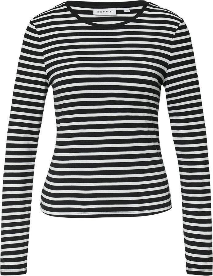 Comma casual identity Shirt met lange mouwen gestreept figuuraccentuerend casual ronde hals - Foto 4