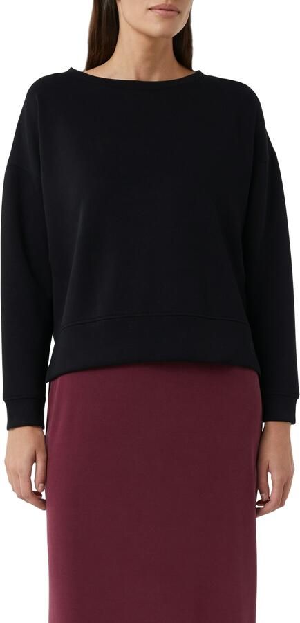 Comma casual identity Sweatshirt effen casual relaxed fit materiaalmix ronde hals - Foto 4
