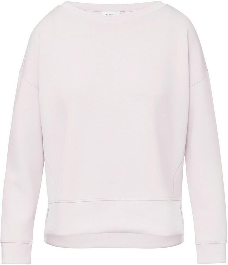 Comma casual identity Sweatshirt effen casual relaxed fit materiaalmix ronde hals