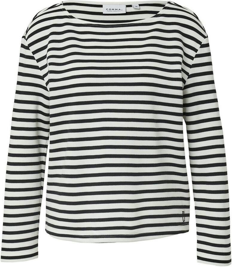 Comma casual identity Sweatshirt Tijdloos design met moderne boothals gestreept casual comfortabel boothals met modal - Foto 4