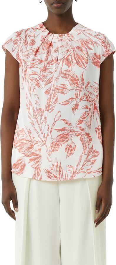 Comma Blouse met korte mouwen met all-over print en gerimpelde halslijn - Foto 4