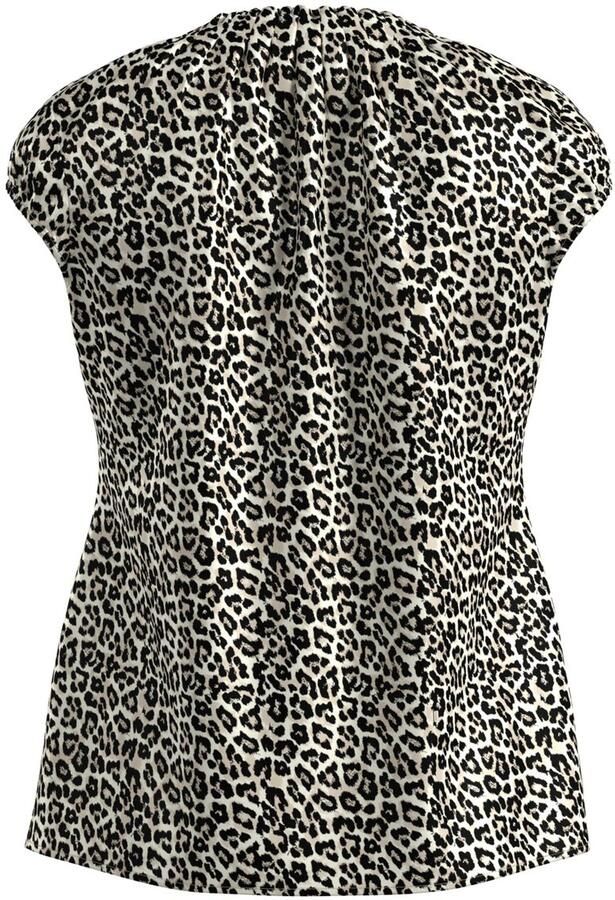 Comma Blouse met korte mouwen met plooien en dierenprint - Foto 3