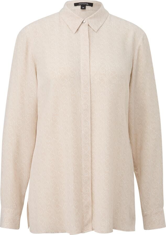 Comma Blouse met lange mouwen van viscose met minimalistisch patroon