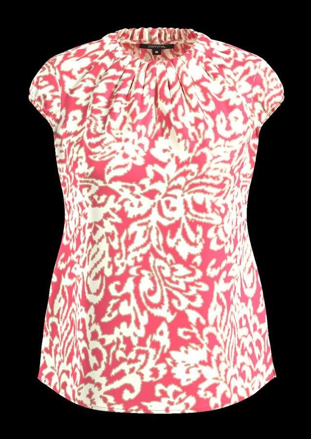 Comma Gedessineerde blouse met hoge kraag en allover-print - Foto 2