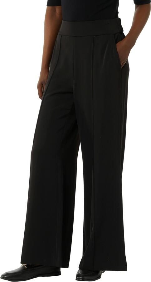 Comma Wide leg stoffen broek met vaste persplooien - Foto 7