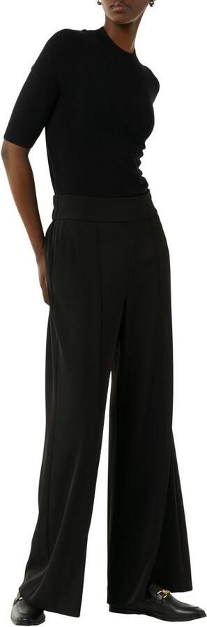 Comma Wide leg stoffen broek met vaste persplooien - Foto 5