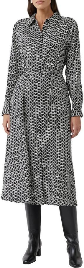 Comma Jurk met overhemdkraag Zomerjurk met steekzakken en all-over-print