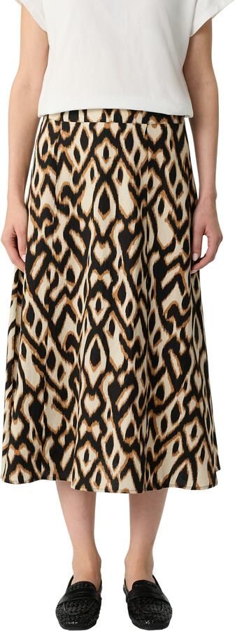 Comma Midirok met grafisch patroon viscose-linnenmix - Foto 6