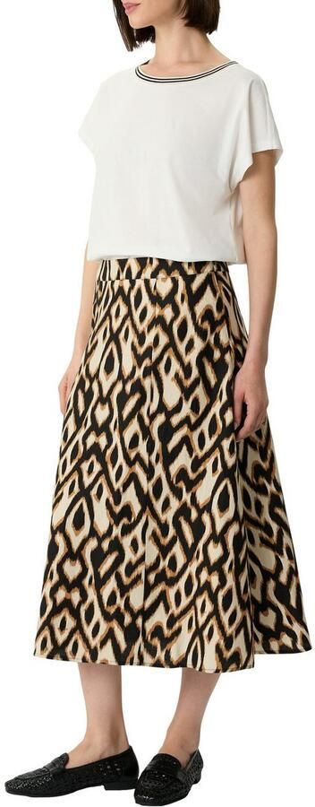 Comma Midirok met grafisch patroon viscose-linnenmix - Foto 5