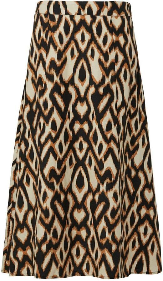 Comma Midirok met grafisch patroon viscose-linnenmix