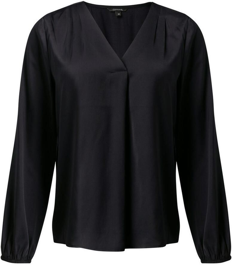 Comma Satijnen blouse langarm en met v-halslijn
