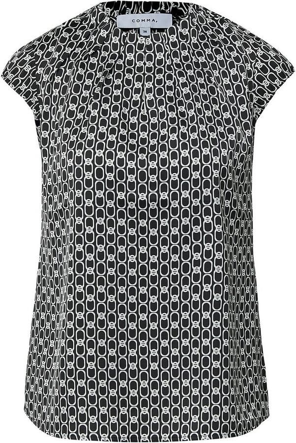Comma Blouseshirt met ronde hals en plooien