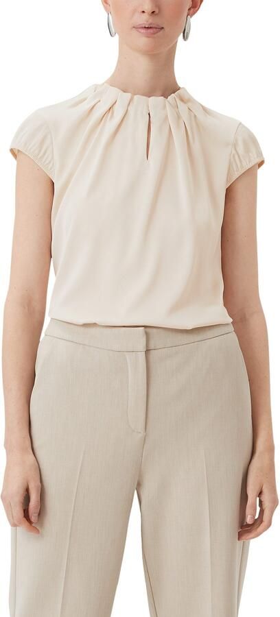 Comma Satijnen blouse met rimpeling aan de hals - Foto 3