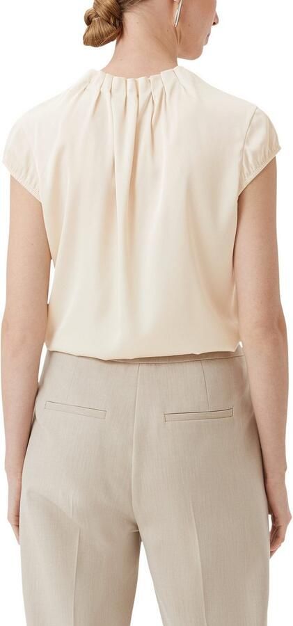 Comma Satijnen blouse met rimpeling aan de hals