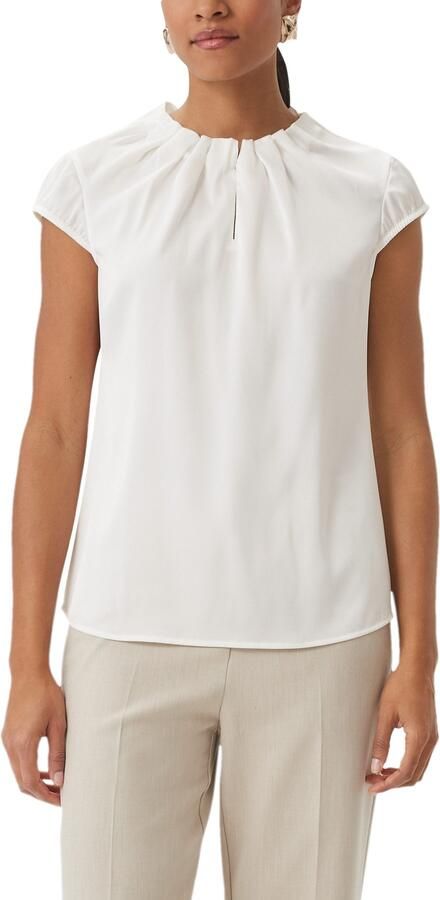 Comma Satijnen blouse met rimpeling aan de hals - Foto 7