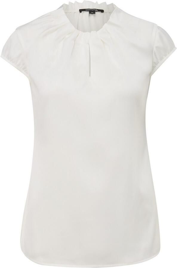 Comma Satijnen blouse met rimpeling aan de hals - Foto 4