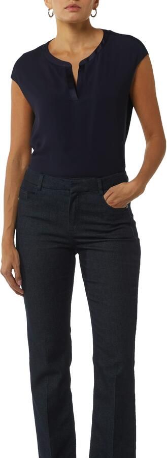 Comma Shirt met gespleten ronde hals satijn-look - Foto 4