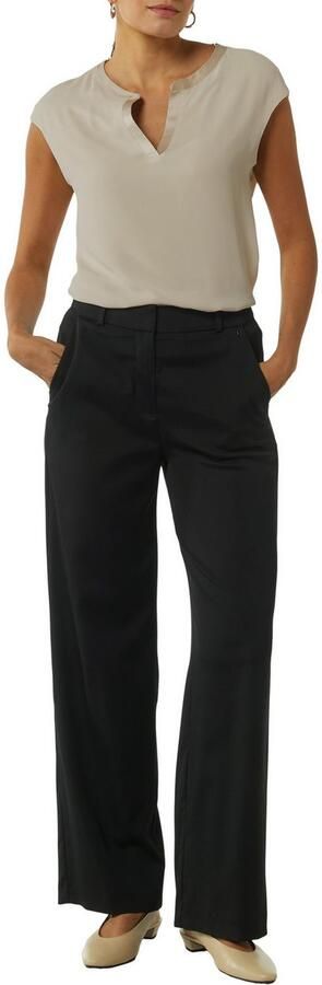 Comma Shirt met gespleten ronde hals satijn-look - Foto 2