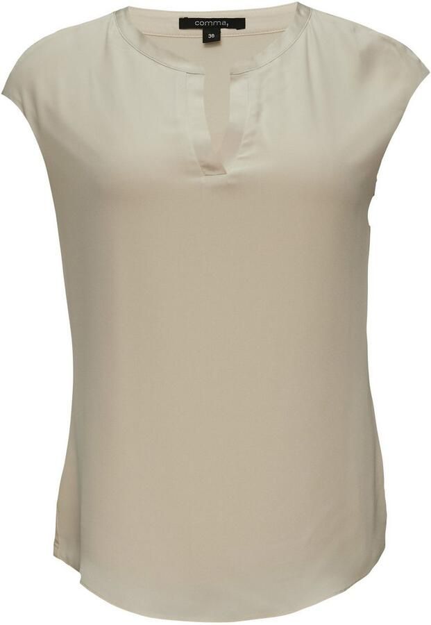 Comma Shirt met gespleten ronde hals satijn-look