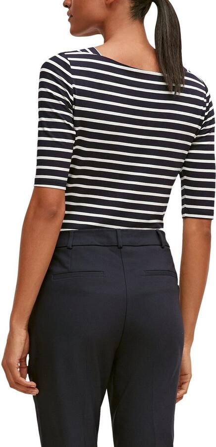 Comma Shirt met korte mouwen met strepen en slim fit - Foto 3