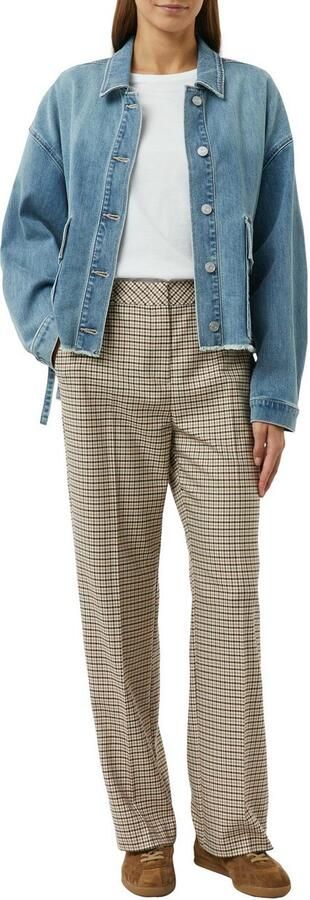 Comma Stoffen broek met ruitpatroon