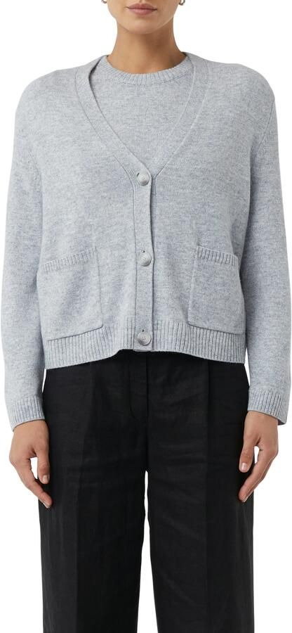 Comma Gebreid jack van wolmix met V-hals - Foto 4